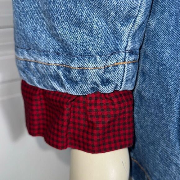 Vintage Denim Patchwork Oversized Chore Jacket Barn Jacket Size Small - Picture 8 of 14